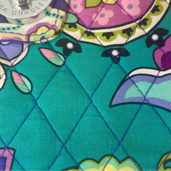 Vera Bradley Purple Paisley Floral Quilted Zip-Around Wallet - Picture 14 of 15
